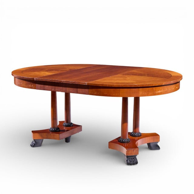 Baker Furniture Neoclassical Cherry Wood Expanding Dining Table With 2 Leaves For Sale - Image 11 of 14