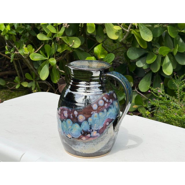 Early 21st Century Vintage Signed Studio Pottery Crystalline Glazed Art Pitcher For Sale - Image 5 of 12