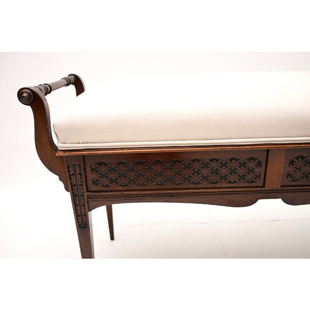 Wood Antique Victorian Duet Piano Stool attributed to James Shoolbred, 1880 For Sale - Image 7 of 11