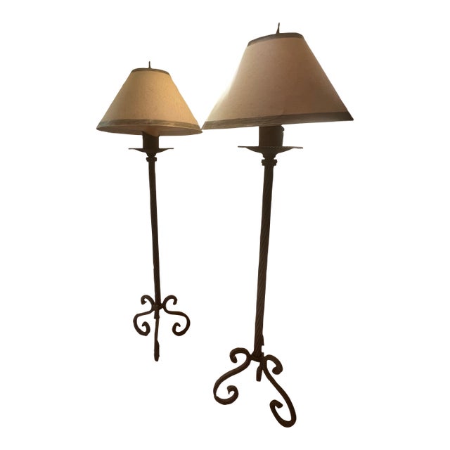Pair of Formations Usa Heavy Iron Floor Lamps For Sale