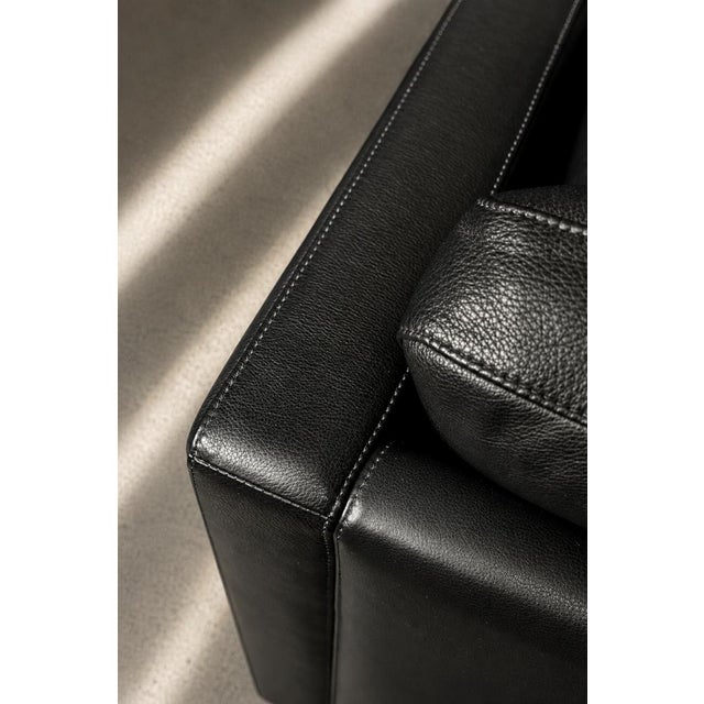 Mid-Century Danish Modern Two-Seater Black Leather Sofa, 1970s For Sale - Image 14 of 18