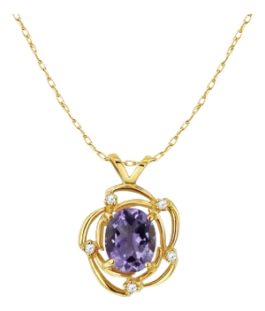 Oval Amethyst with Diamond Accent Necklace