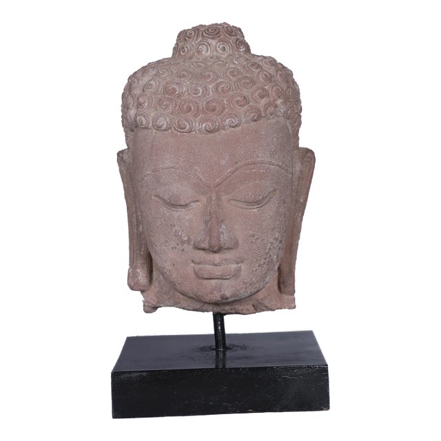 Early 20th Century Sandstone Buddha Head, Northern India For Sale