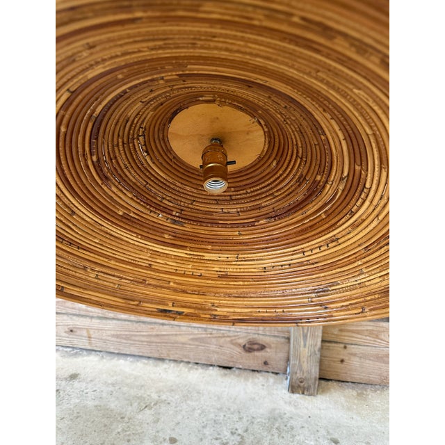 Mid-20th Century Coastal Pencil Reed Rattan Chandelier Pendant For Sale - Image 9 of 12