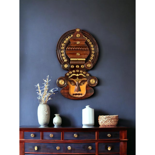 Vintage Kathakali Mask Decorative Wall Hanging Wood Indian Wall Mask. This wooden Kathakali wall masks is handmade and...