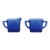 Mid 20th Century Hazel Atlas Cobalt Blue Glass Sugar Bowl and Creamer Set Chevron Pattern For Sale