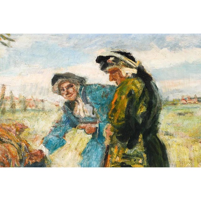 Mid-Century Modern Early 20th Century Danish Modern Expressionist Painting in Fine Gilt French Empire Frame For Sale - Image 3 of 7