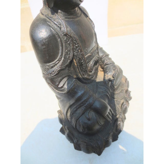 Antique Ming Bronze Seated Buddha Circa 16th-17th For Sale - Image 11 of 11