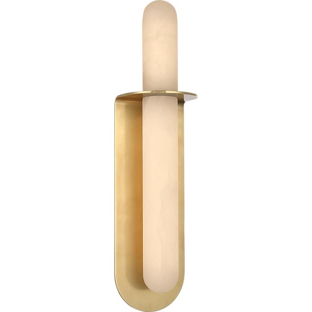 Fosse 18" Invertable Offset Oval Sconce in Antique-Burnished Brass with Alabaster Designer: Kelly Wearstler Finish:...