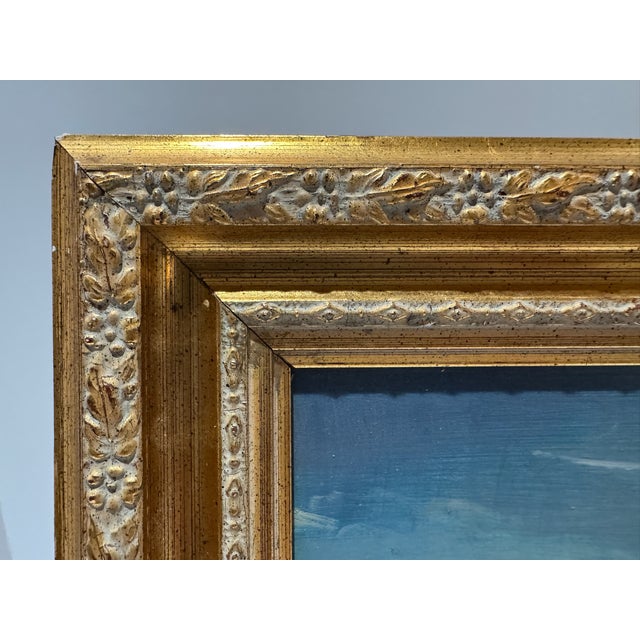 Textile Late 20th Century Ann Vaughan Leggett Signed Original Landscape Painting Figures Trees Gilt Frame For Sale - Image 7 of 9