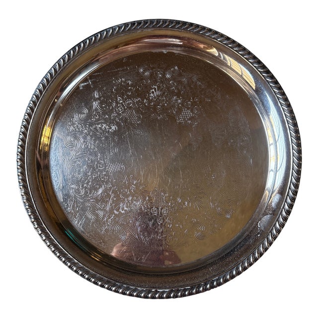 Wm Rogers Round Silverplate Serving Tray For Sale