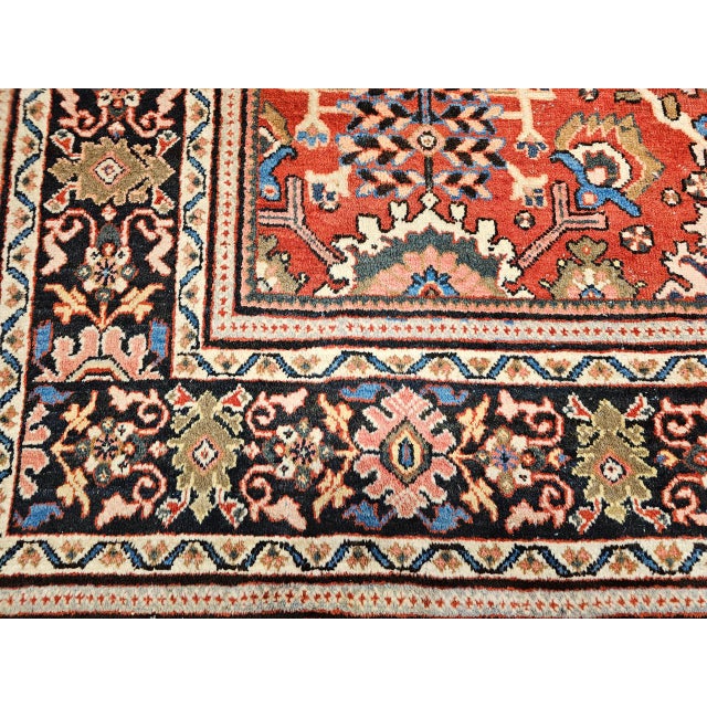 Antique Persian Mahal Sultanabad Rug, Hand-Knotted Wool, Geometric Pattern, 9x12, Red & Navy For Sale - Image 13 of 18