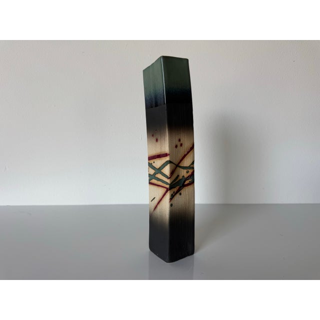 Ceramic 1990’s Vintage Abstract Design Studio Pottery Tall Vase For Sale - Image 7 of 11