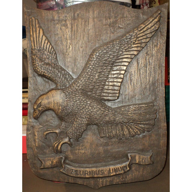 Vintage Hand Carved Eagle Plaque Chairish