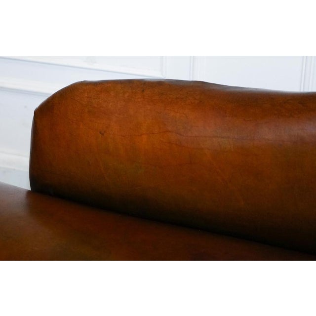 Victorian Brown Leather Hand Dyed Chaise Lounge For Sale - Image 6 of 18