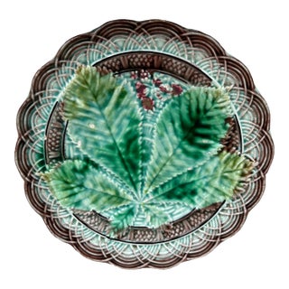 Majolica Chesnut Leaf Plate Villeroy & Boch, Circa 1890 For Sale