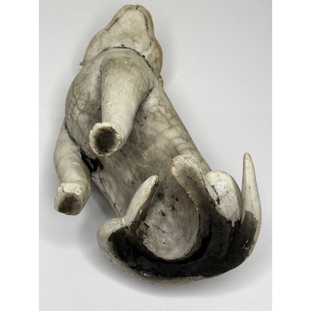 Vintage Hand-Modelled Studio Pottery American Pit Bull Terrier Dog Sculpture With Ivory Raku-Inspired Surface For Sale - Image 10 of 10
