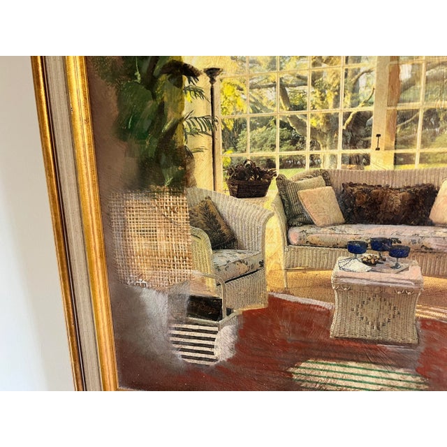 Modern Textile-Enhanced Interior Scene by Sharon Stoneburner – Signed & Framed For Sale - Image 3 of 13
