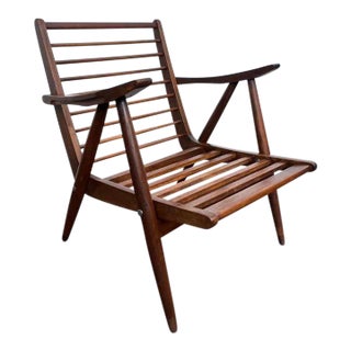 Mid Century Wooden Lounge Chair For Sale