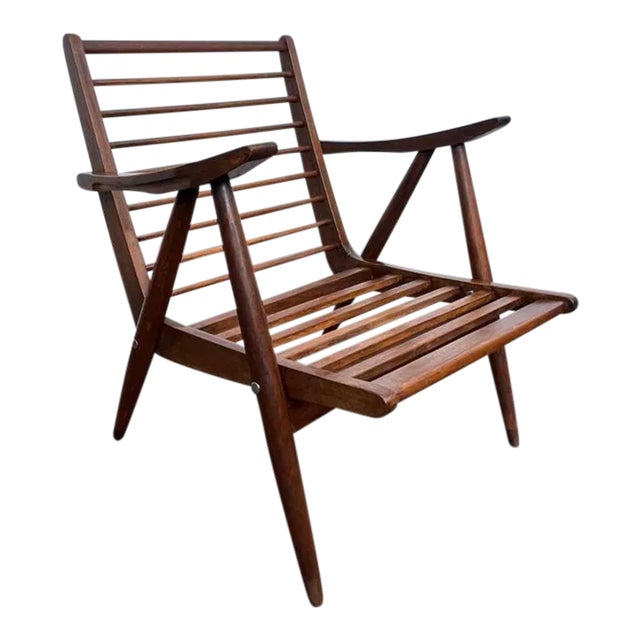 Mid Century Wooden Lounge Chair For Sale