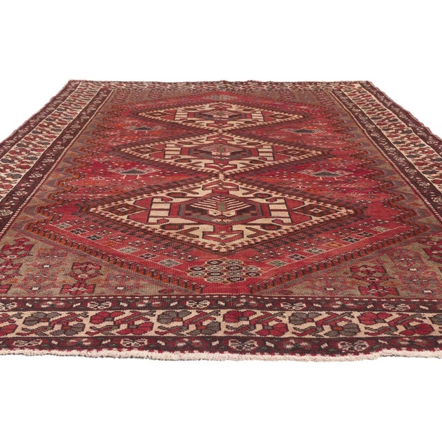 Tribal Mid 20th Century Mid 20th Century Vintage Persian Hamadan Rug - 06'04 x 09'10 For Sale - Image 3 of 9