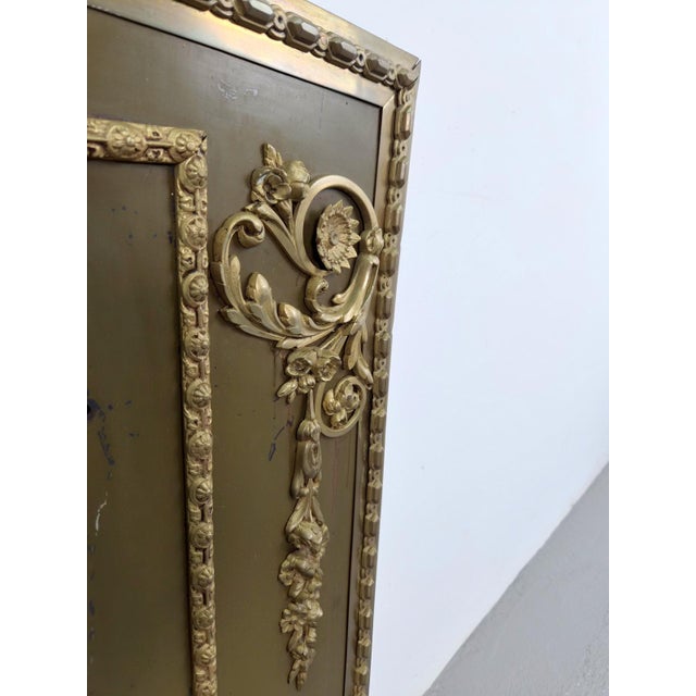 Louis XVI Metal Fireplace Surround with Brass Ornaments, 1920s For Sale - Image 11 of 13