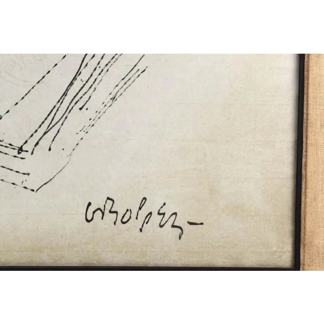 American Huge Vintage Original William Gropper Ink Wash Figural Drawing Sketch Painting For Sale - Image 3 of 12