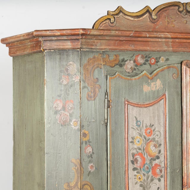 19th Century Original Painted German Two Door Armoire Shrunk For Sale - Image 4 of 13