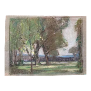 Trees in a Landscape, Antique, New Orleans, Southern States Art League, Wpa, Louis Raynaud