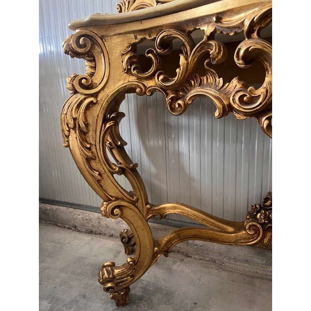 Console Table with Baroque Mirror, 1890s, Set of 2 For Sale - Image 4 of 17