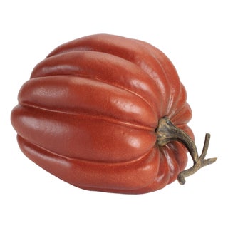 Rustic Ribbed Decorative Pumpkin 12.5"H For Sale