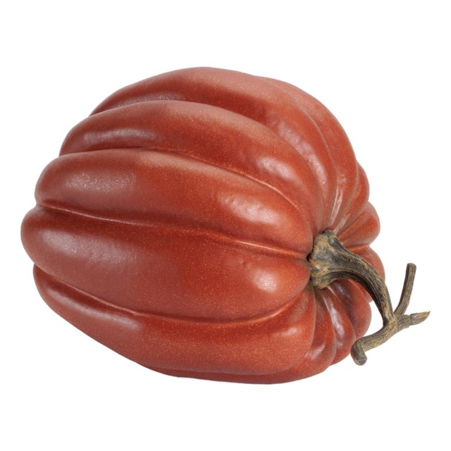 Rustic Ribbed Decorative Pumpkin 12.5"H For Sale