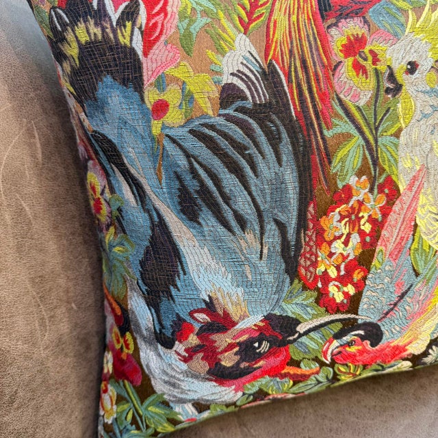 Exotic Bird Jacquard Woven Cushion Cover For Sale - Image 15 of 15