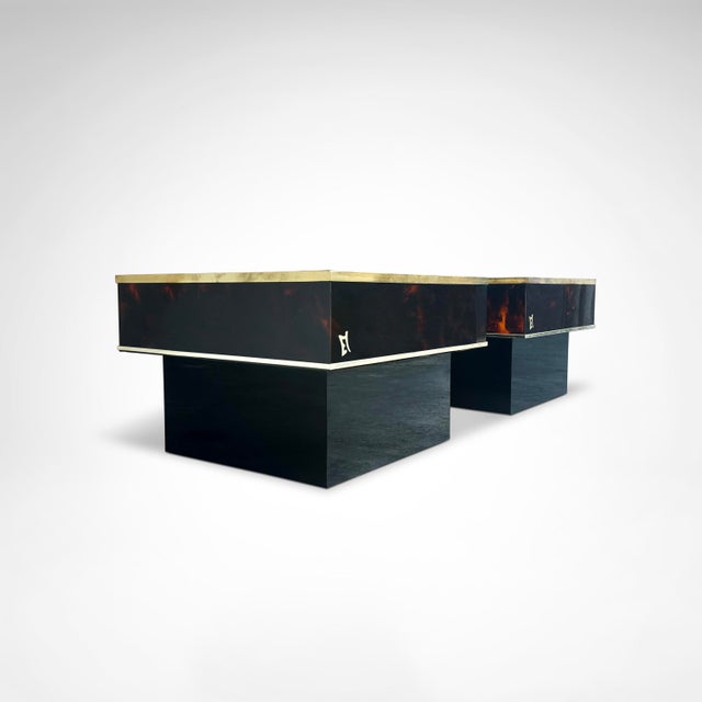 Jean Claude Mahey Coffee and Side Tables in Burl Wood and Acrylic Glass by Eric Maville for Jean-Claude Mahey, France, 1980s, Set of 3 For Sale - Image 4 of 10