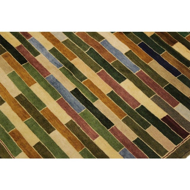 Boho Chic Gabbeh Green/Blue Wool Rug - 3'10'' X 5'10'' For Sale - Image 4 of 10