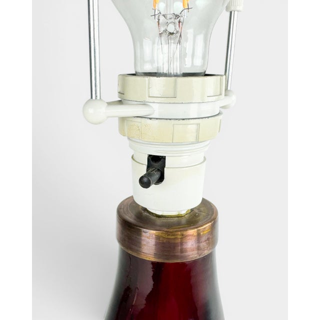 Mid-Century Modern Vintage Table Lamp with Red Cased Glass by Carl Fagerlund for Orrefors, 1960s For Sale - Image 3 of 6
