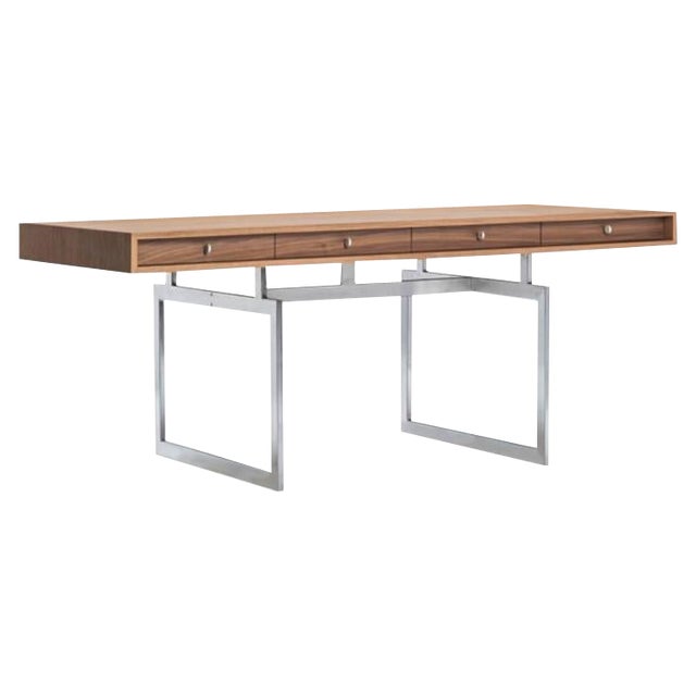 Office Desk in Walnut and Stainless Steel Frame by Bodil Kjaer for Karakter For Sale