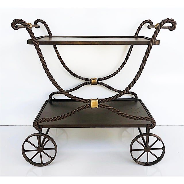 Wrought Iron Rope Bar Cart Tea Trolley Maitland Smith Attributed Chairish