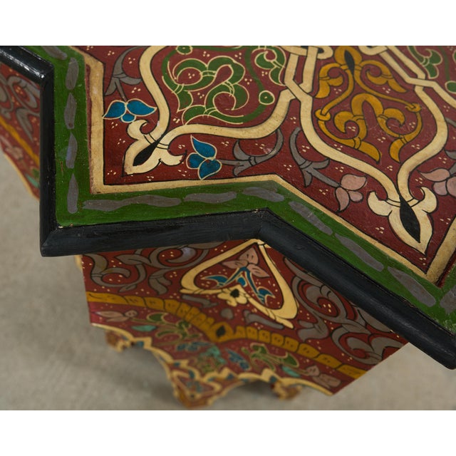 Wood Moorish Middle Eastern Polychrome Star Shaped Drink Table For Sale - Image 7 of 15