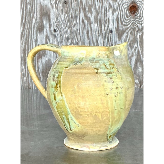 Vintage Boho Original Studio Pottery Pitcher For Sale - Image 9 of 12