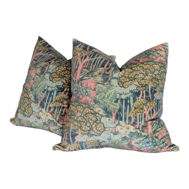 Gp & J Baker Ruskin Velvet Pillows in Emerald For Sale