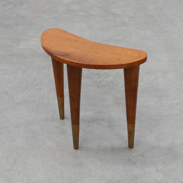 Small Table in Wood and Brass in the style of Gio Ponti, Italy, 1950s For Sale - Image 11 of 11