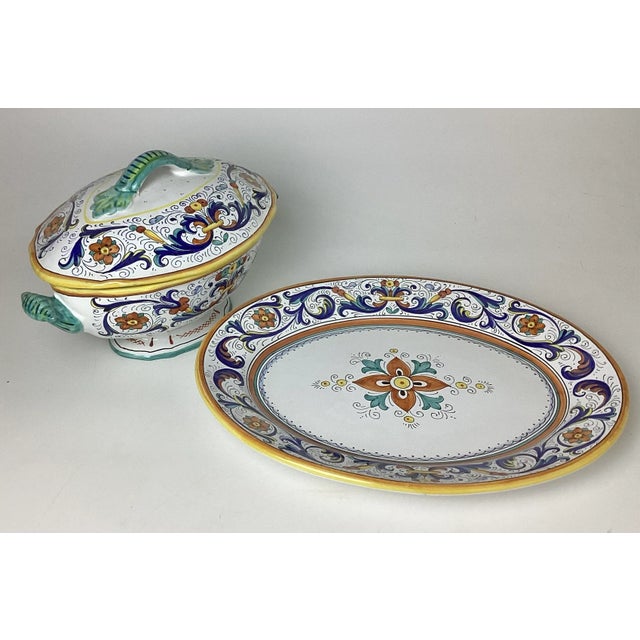 Bring a touch of Italian charm to your table ✨ Vintage Italian Multi-Colored Ceramic Covered Serving Dish with Under Plate...