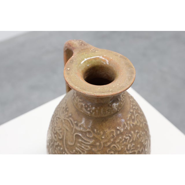Ceramic Salt-Glazed Stoneware Jug with Relief Decoration from Perignem, Belgium, 1960s For Sale - Image 7 of 12
