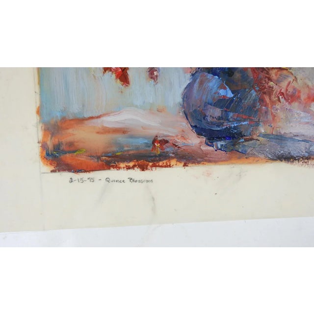 Vintage circa 1975 oil on thin onion skin paper still life painting by Dorothy Marsten (20th century) California. Signed...