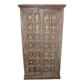 Antique Brass Medallion Wardrobe Armoire