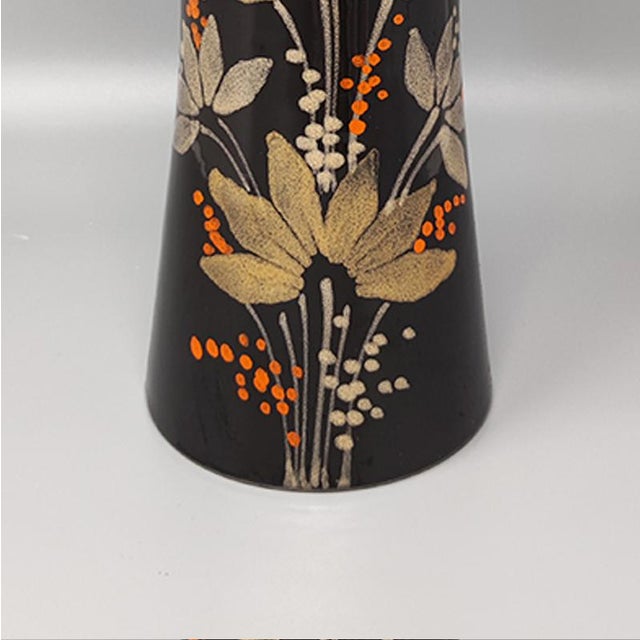 1970s Vase in Hand-Painted Brown Ceramic, Italy, 1970s For Sale - Image 5 of 8