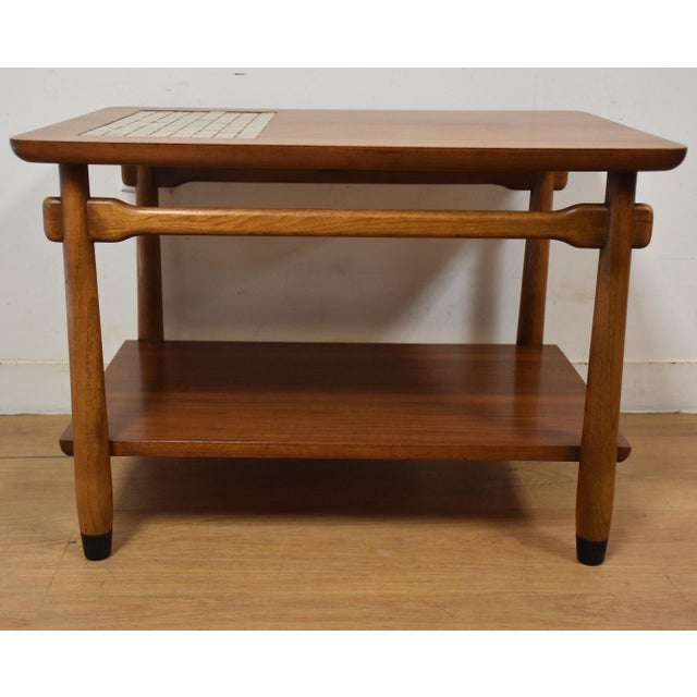 Lane Walnut & Tile End Table Chairish