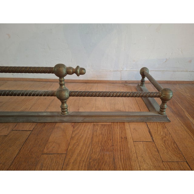 English Antique Brass Fireplace Fender For Sale - Image 3 of 3