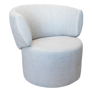 Vintage Linen Swivel Chair For Sale
